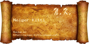Neiger Kitti névjegykártya